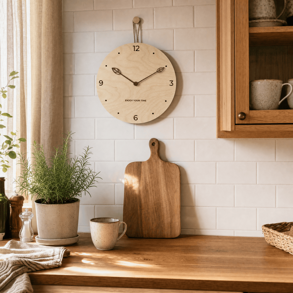 Royal Opera Scandinavian Wooden Clock Leaf Hands