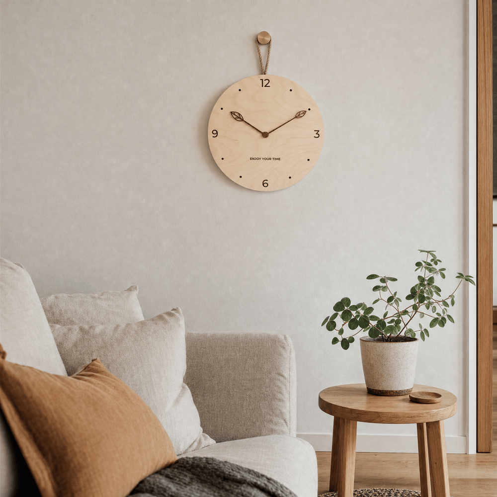 Royal Opera Scandinavian Wooden Clock Leaf Hands