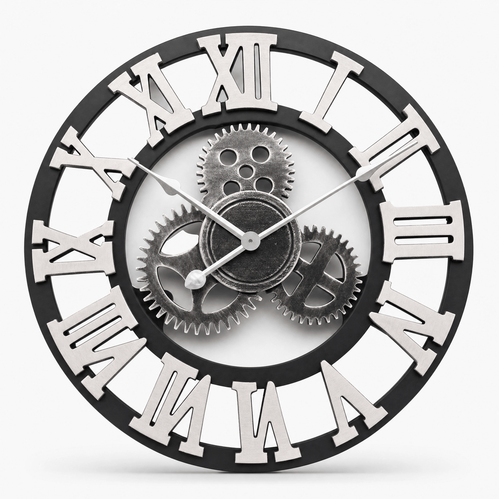 Royal Opera Silver / 30 cm Wall Clock Steampunk Exposed Gears