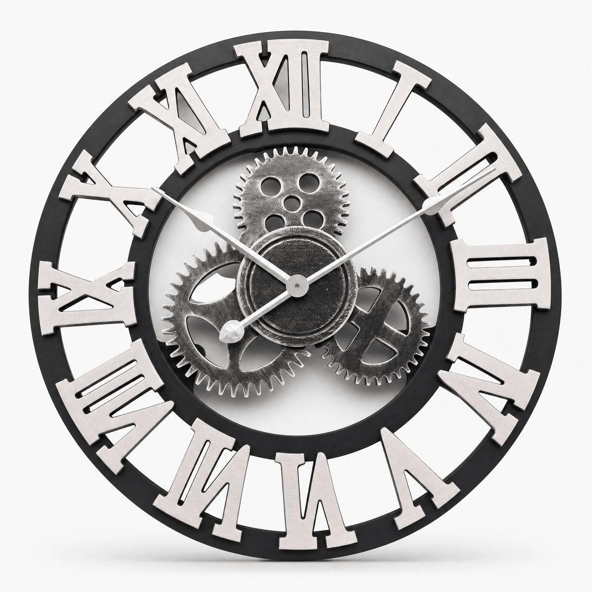 Royal Opera Silver / 30 cm Wall Clock Steampunk Exposed Gears
