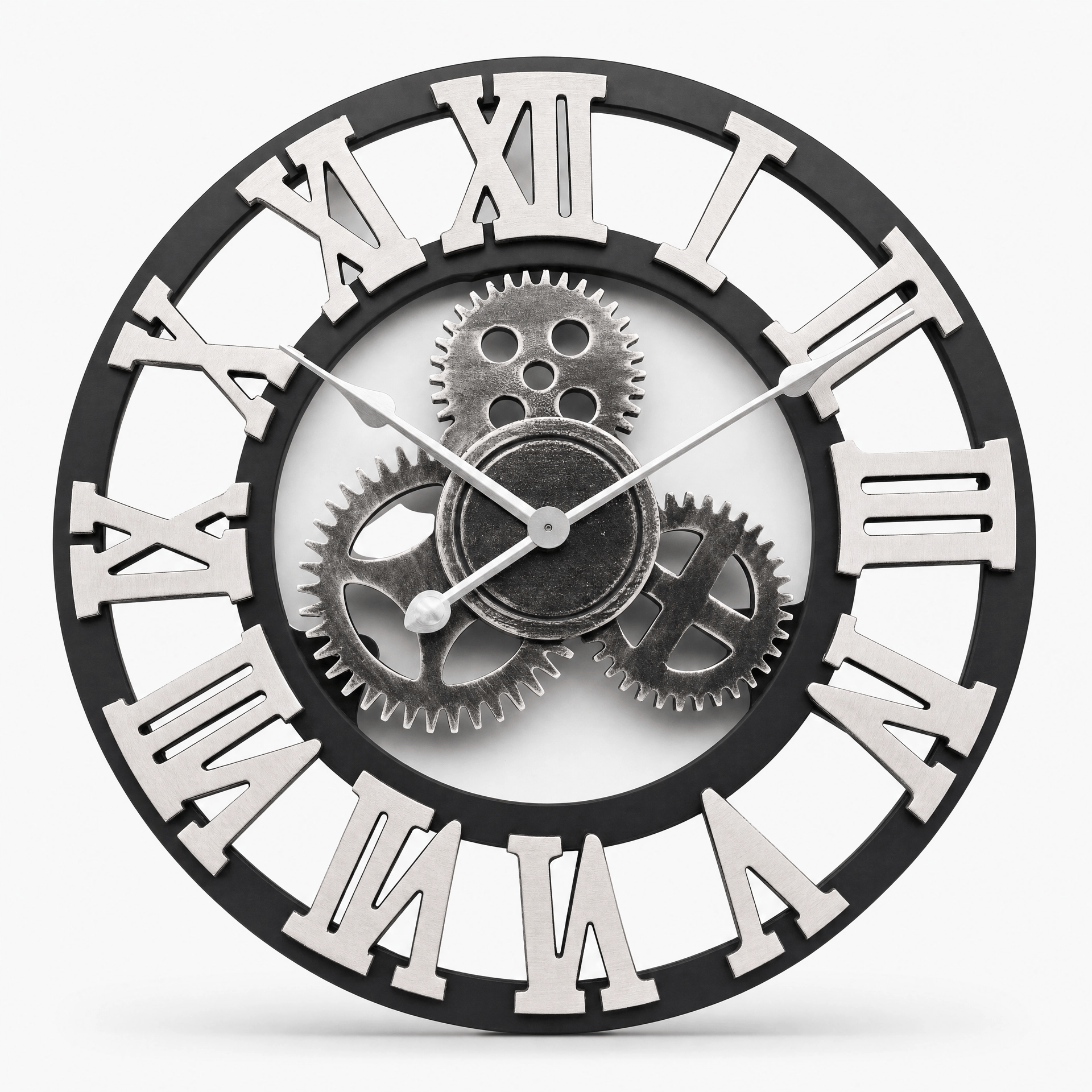 Royal Opera Silver / 30 cm Wall Clock Steampunk Exposed Gears