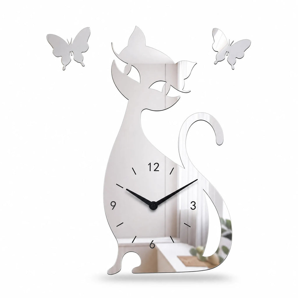 Royal Opera Silver Cat Silhouette Wall Clock