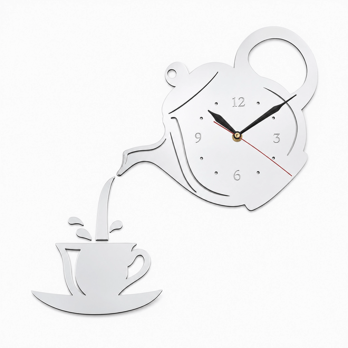 Royal Opera Silver Kitchen Teapot Wall Clock