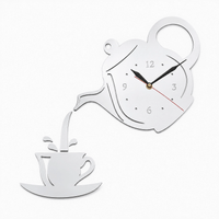 Royal Opera Silver Kitchen Teapot Wall Clock