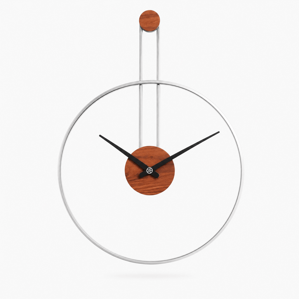 Royal Opera Silver Minimalist Open Frame Wall Clock