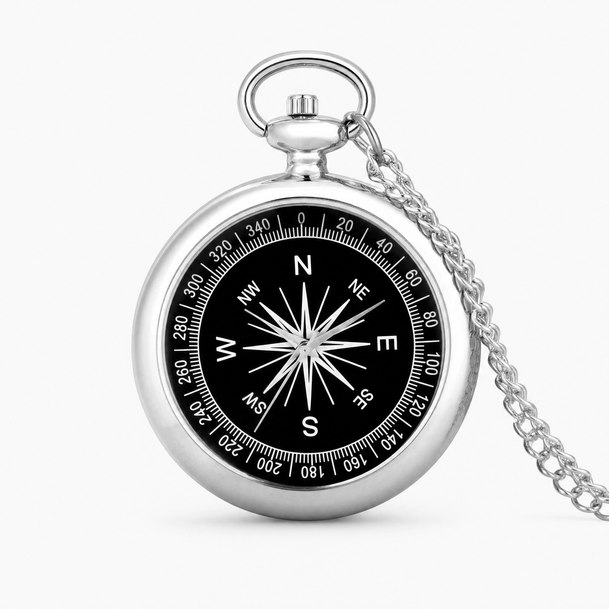 Royal Opera Silver Pocket Watch Compass Dial Groomsman