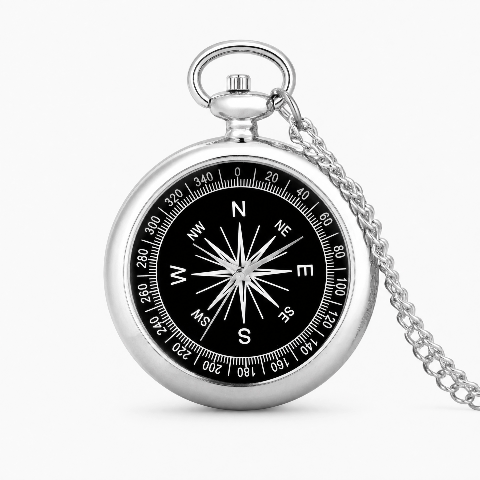 Royal Opera Silver Pocket Watch Compass Dial Groomsman