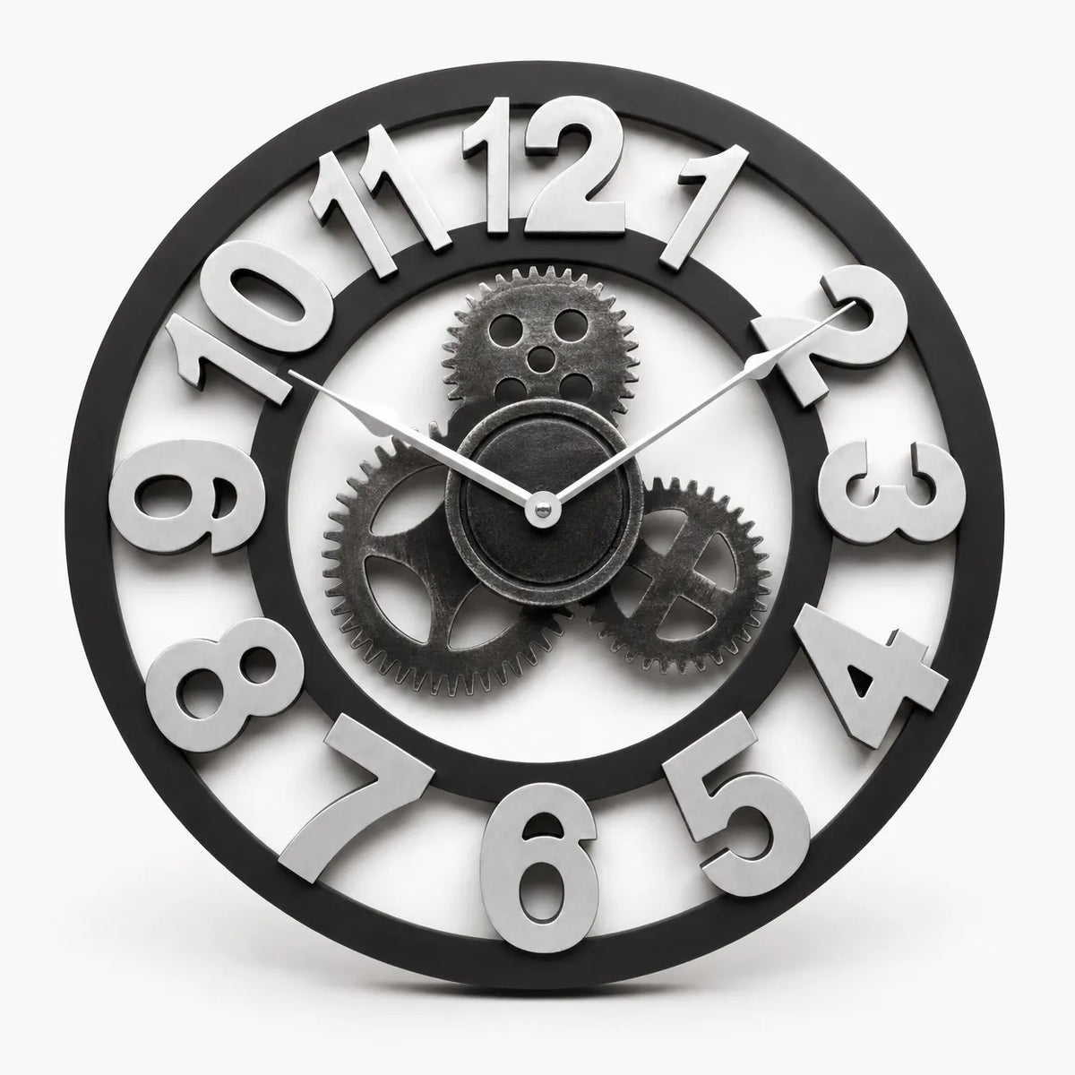 Royal Opera Silver - Standard numerals / 30cm Vintage Industrial Wall Clock Exposed Gear