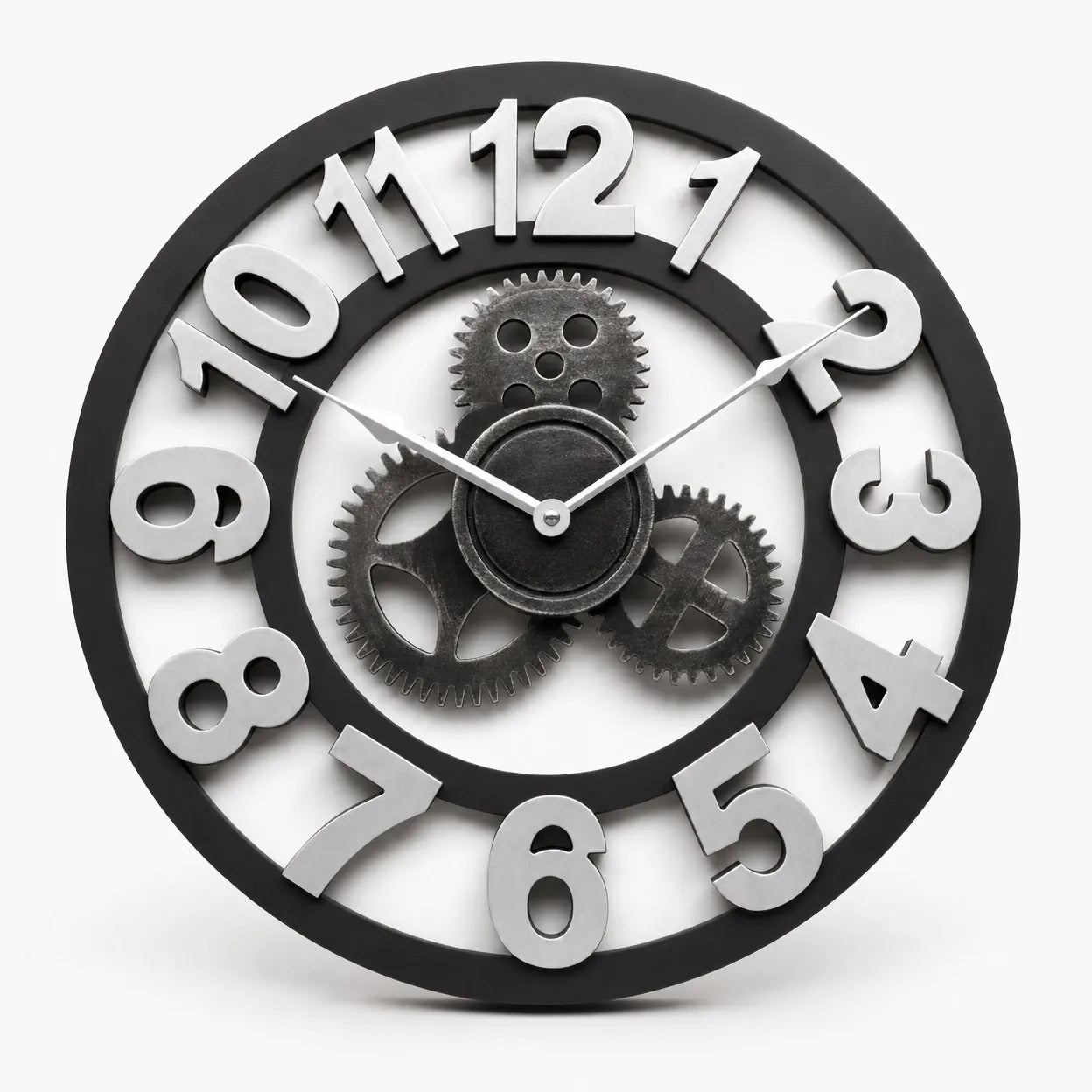 Royal Opera Silver - Standard numerals / 30cm Vintage Industrial Wall Clock Exposed Gear