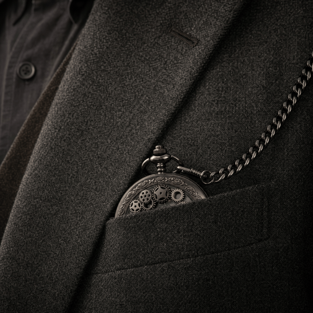 Royal Opera Skeleton Pocket Watch With Chain