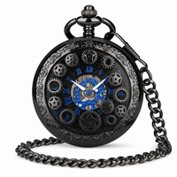 Royal Opera Skeleton Pocket Watch With Chain