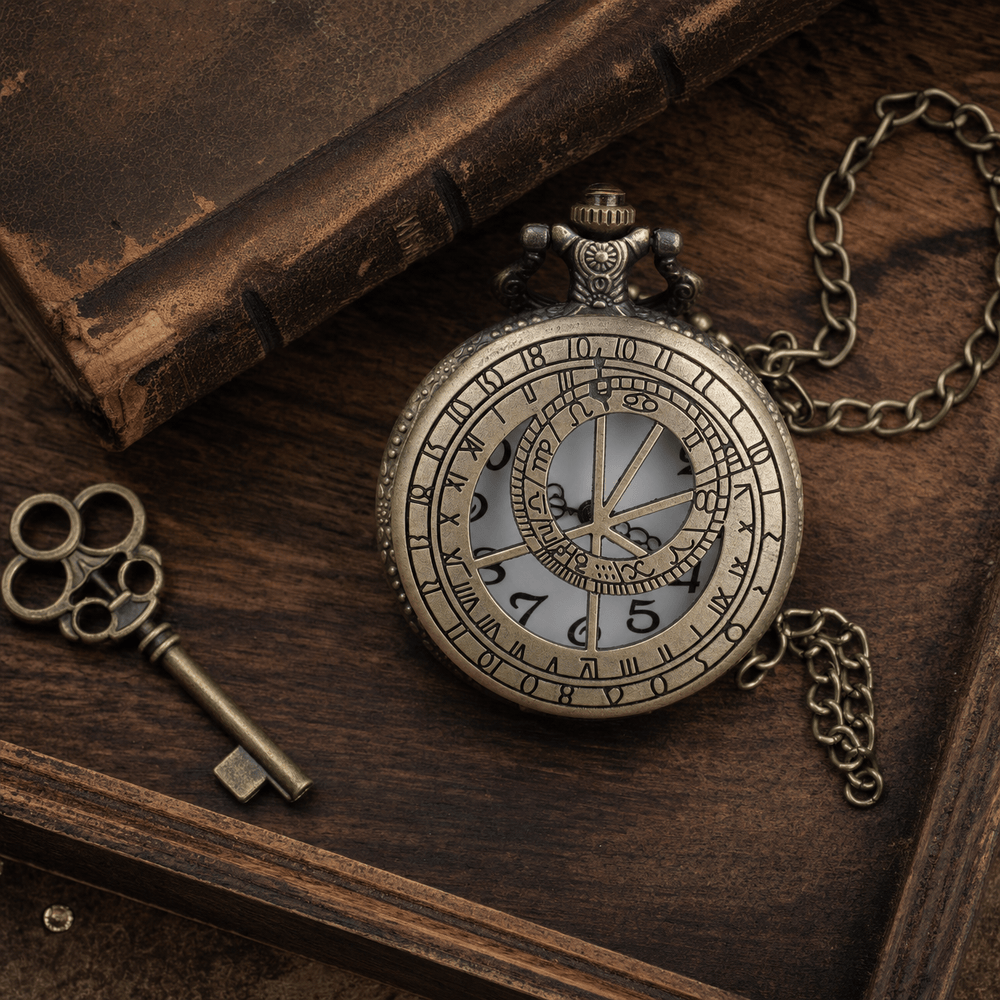 Royal Opera Vintage Astral Compass Skeleton Pocket Watch