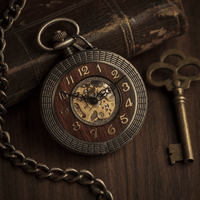 Royal Opera Vintage Mechanical Pocket Watch Wooden Inlay