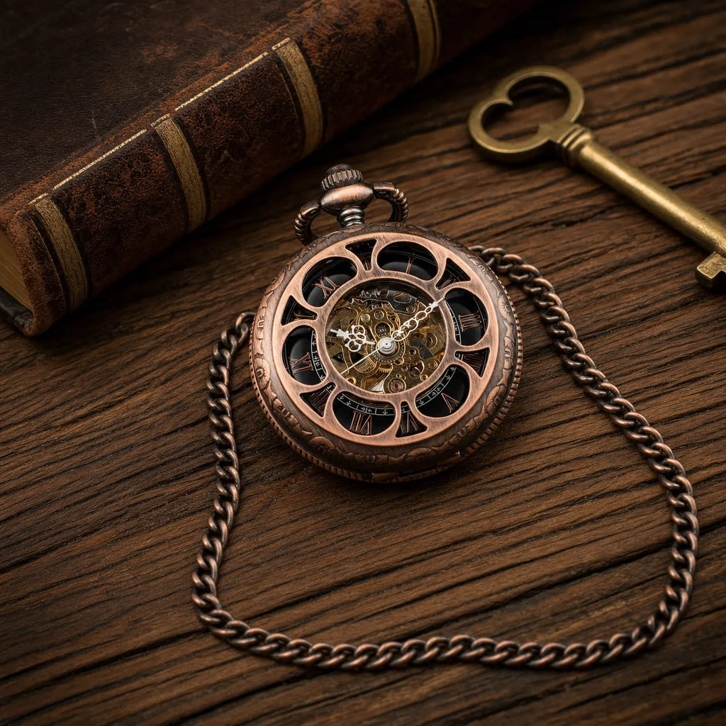 Royal Opera Vintage Skeleton Pocket Watch Engraved