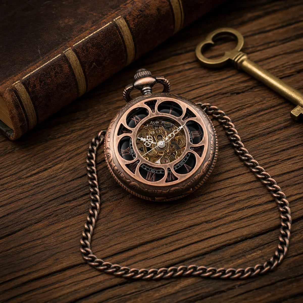 Royal Opera Vintage Skeleton Pocket Watch Engraved