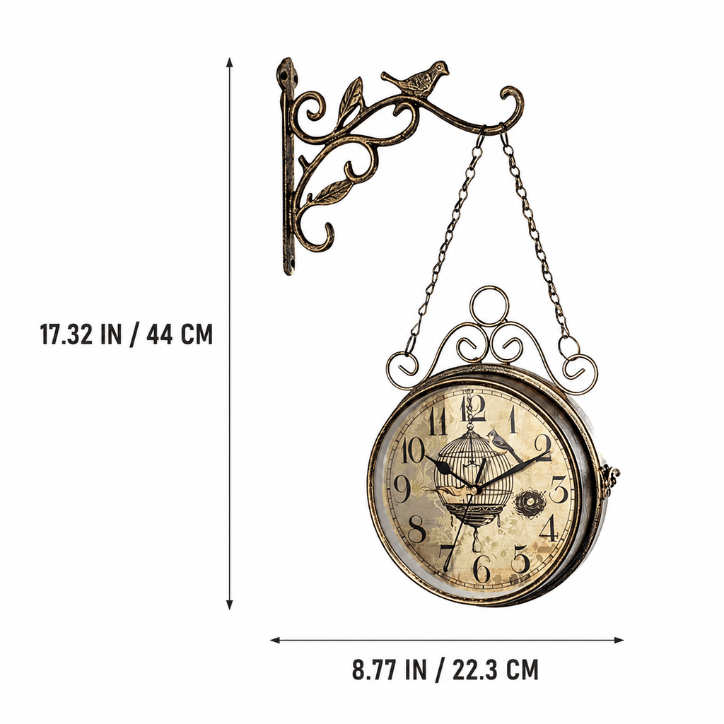 Royal Opera Wall Clock Birdcage Double Faced