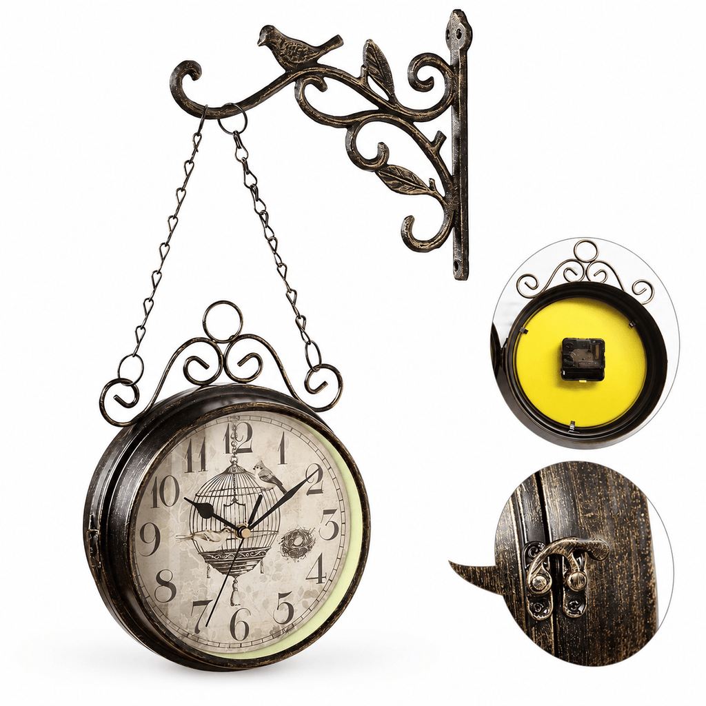 Royal Opera Wall Clock Birdcage Double Faced