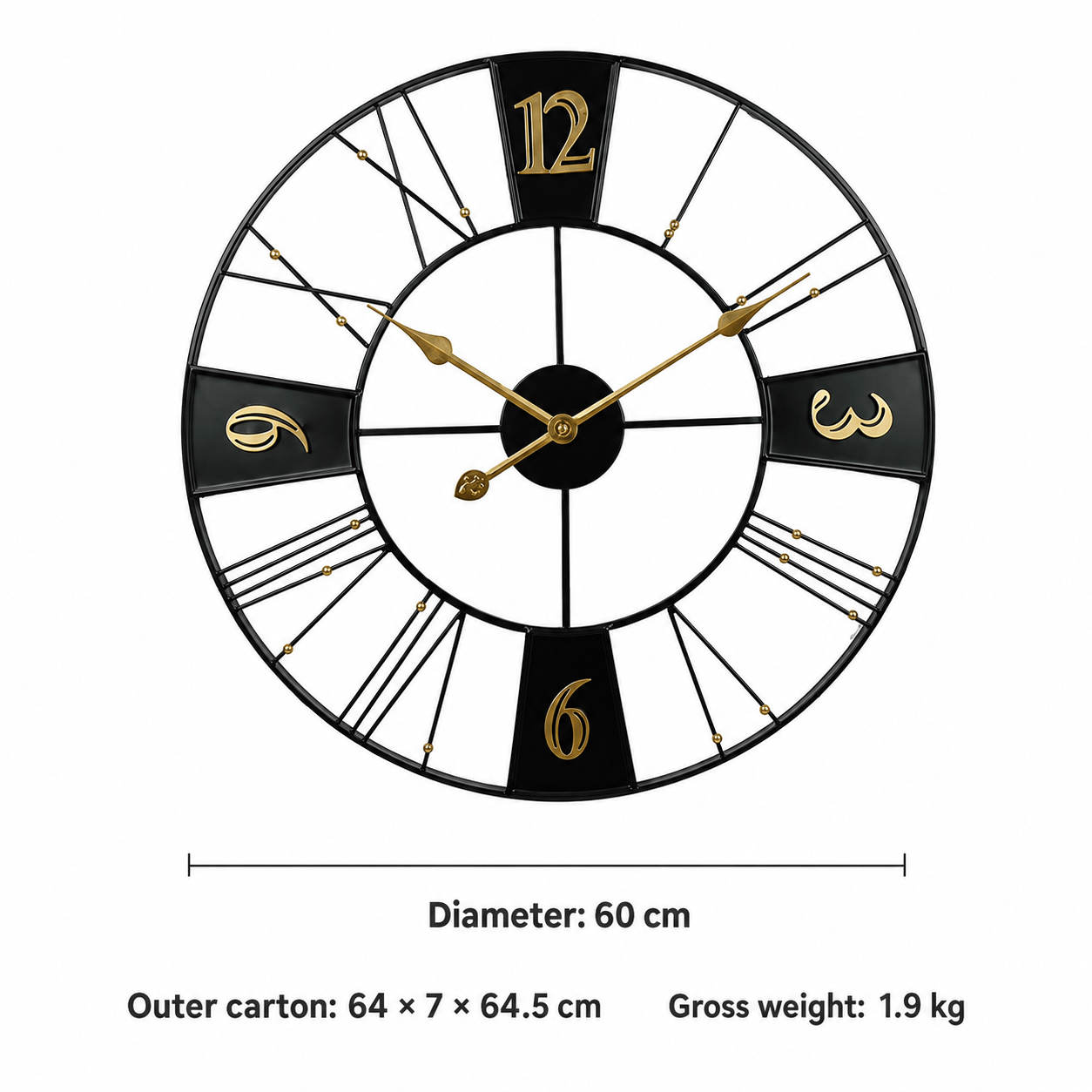 Royal Opera Wall Clock Industrial Roman Numerals