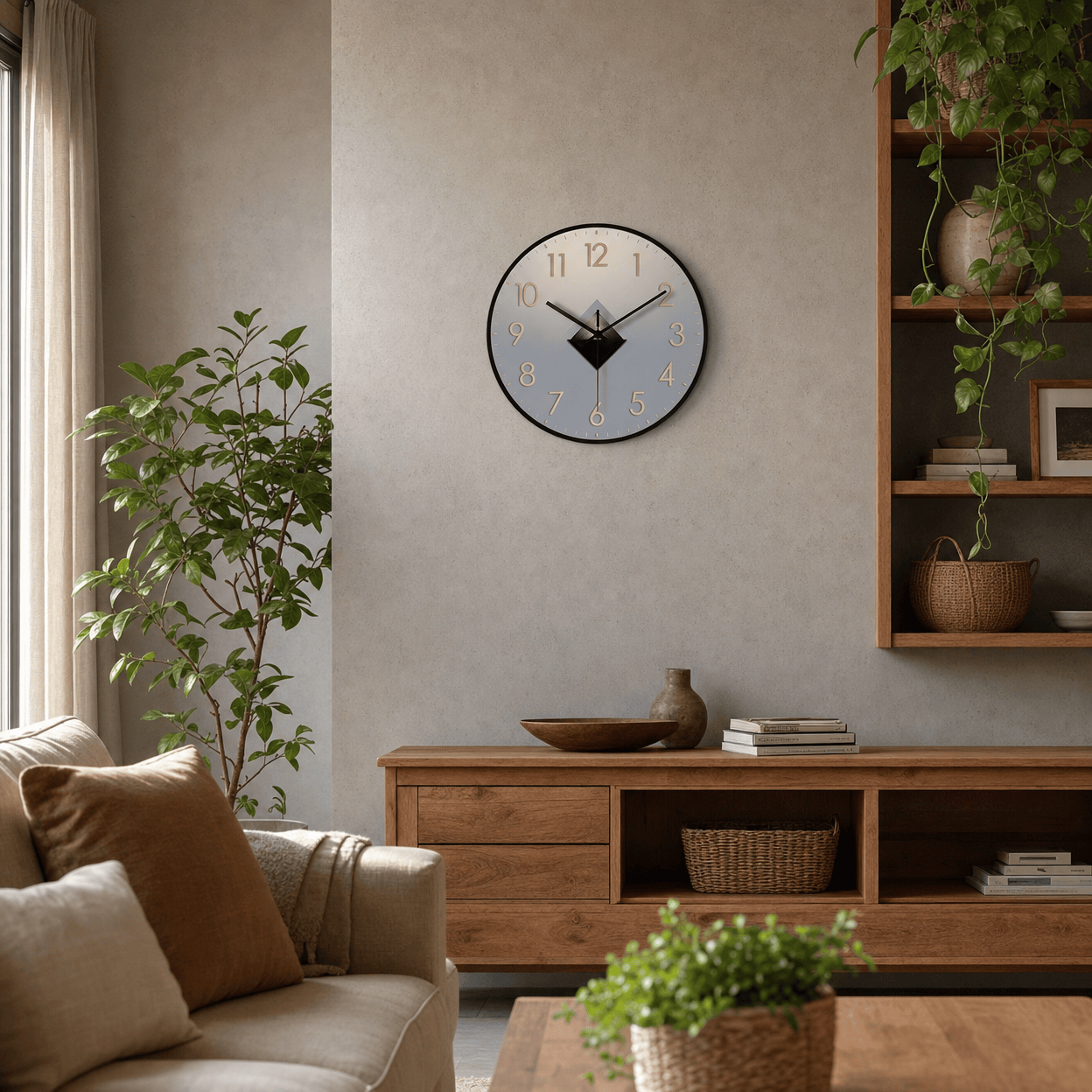 Royal Opera Wall Clock Raised Numbers Geometric Dial