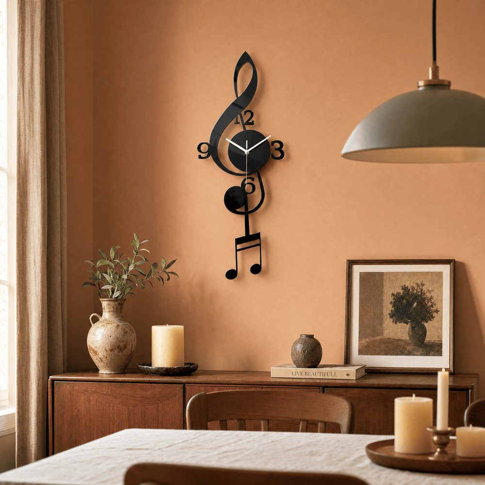 Royal Opera Wall Clock Treble Clef Silent Movement
