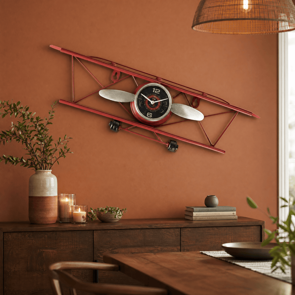 Royal Opera Wall Clock Vintage Biplane Kids
