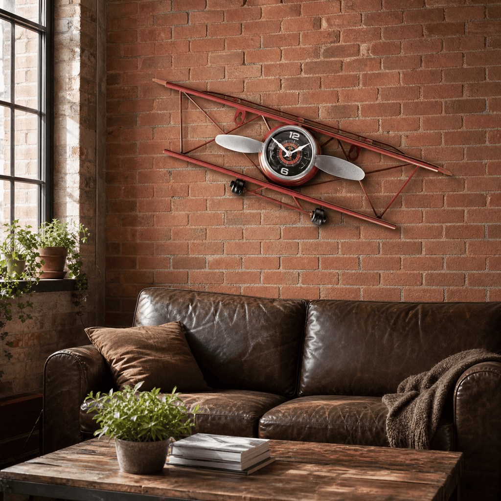 Royal Opera Wall Clock Vintage Biplane Kids
