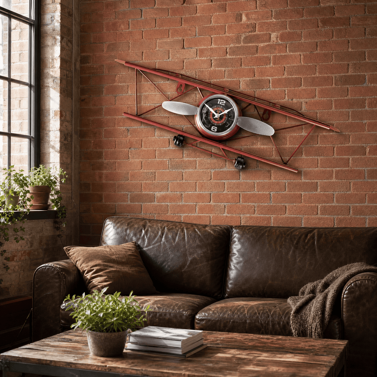 Royal Opera Wall Clock Vintage Biplane Kids
