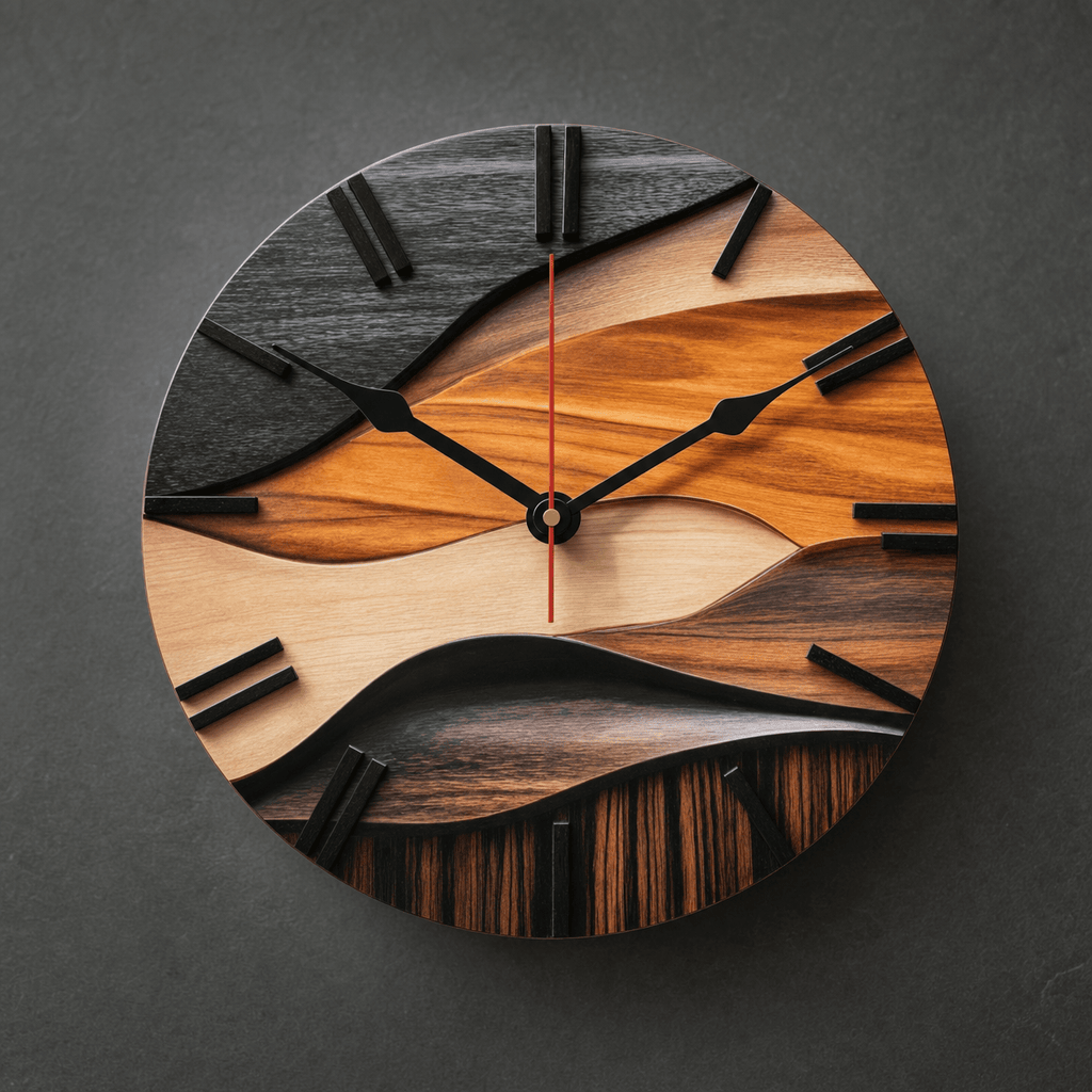 Royal Opera Wavy Layered Wooden Wall Clock Silent