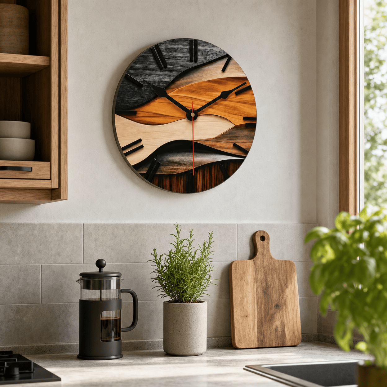 Royal Opera Wavy Layered Wooden Wall Clock Silent