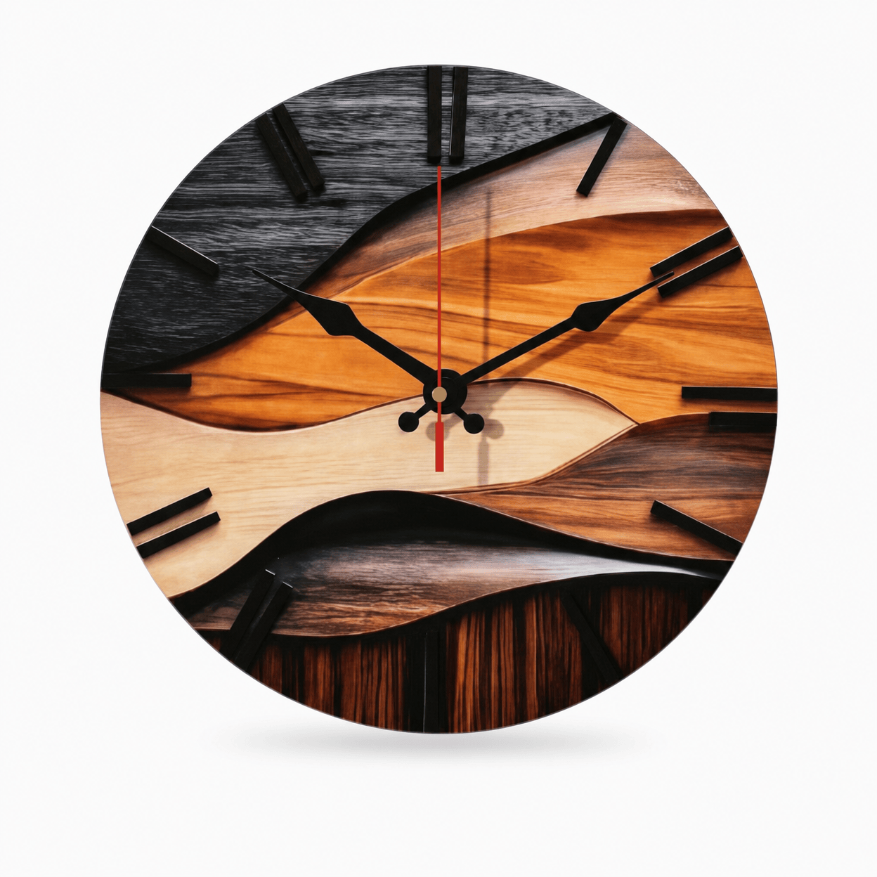 Royal Opera Wavy Layered Wooden Wall Clock Silent