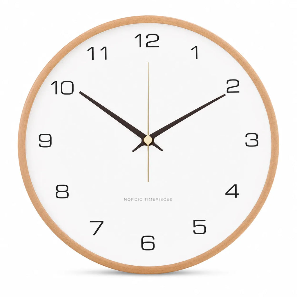 Royal Opera White / 25 cm Scandinavian Solid Wood Wall Clock