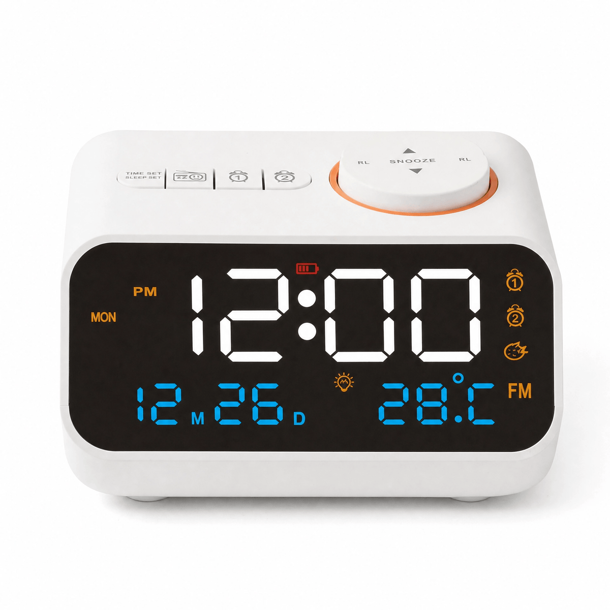 Royal Opera White Alarm Clock FM Radio Snooze