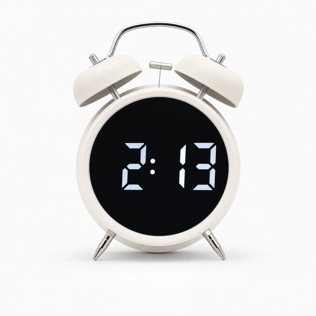 Royal Opera White Alarm Clock Twin Bell Digital Display