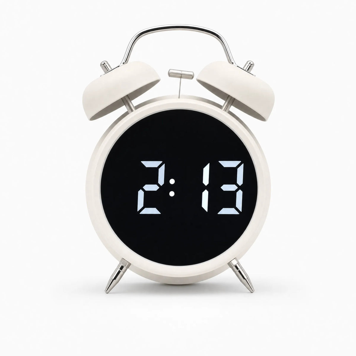 Royal Opera White Alarm Clock Twin Bell Digital Display