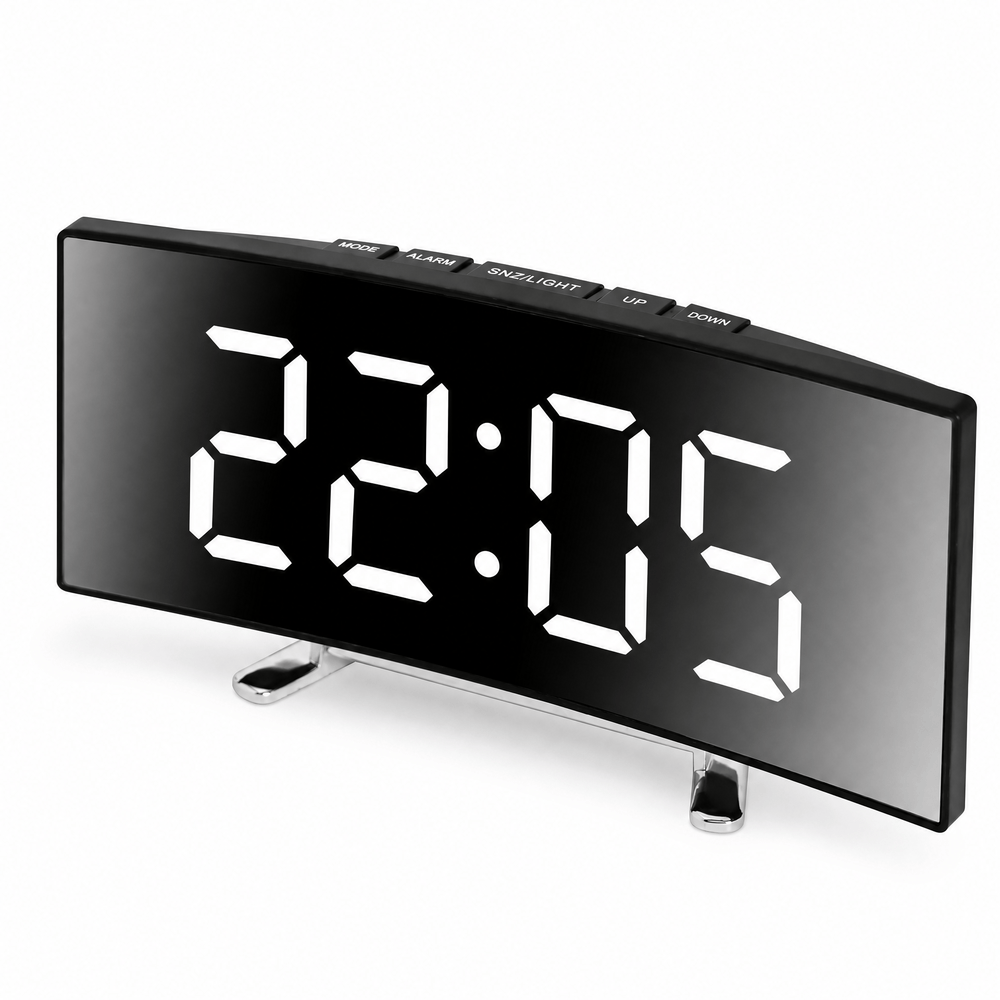 Royal Opera White Digital Clock Curved LED Silent
