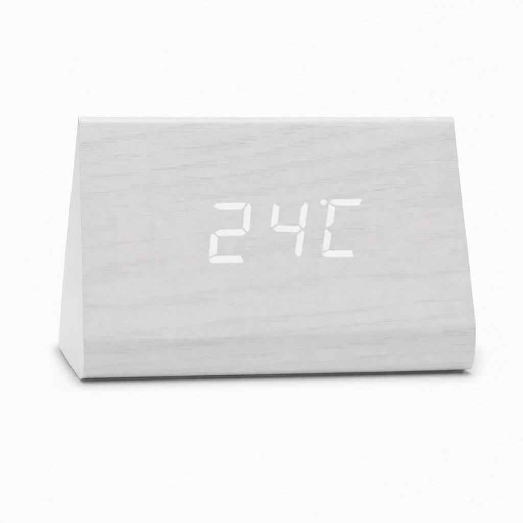 Royal Opera White Modern Triangular LED Alarm Clock