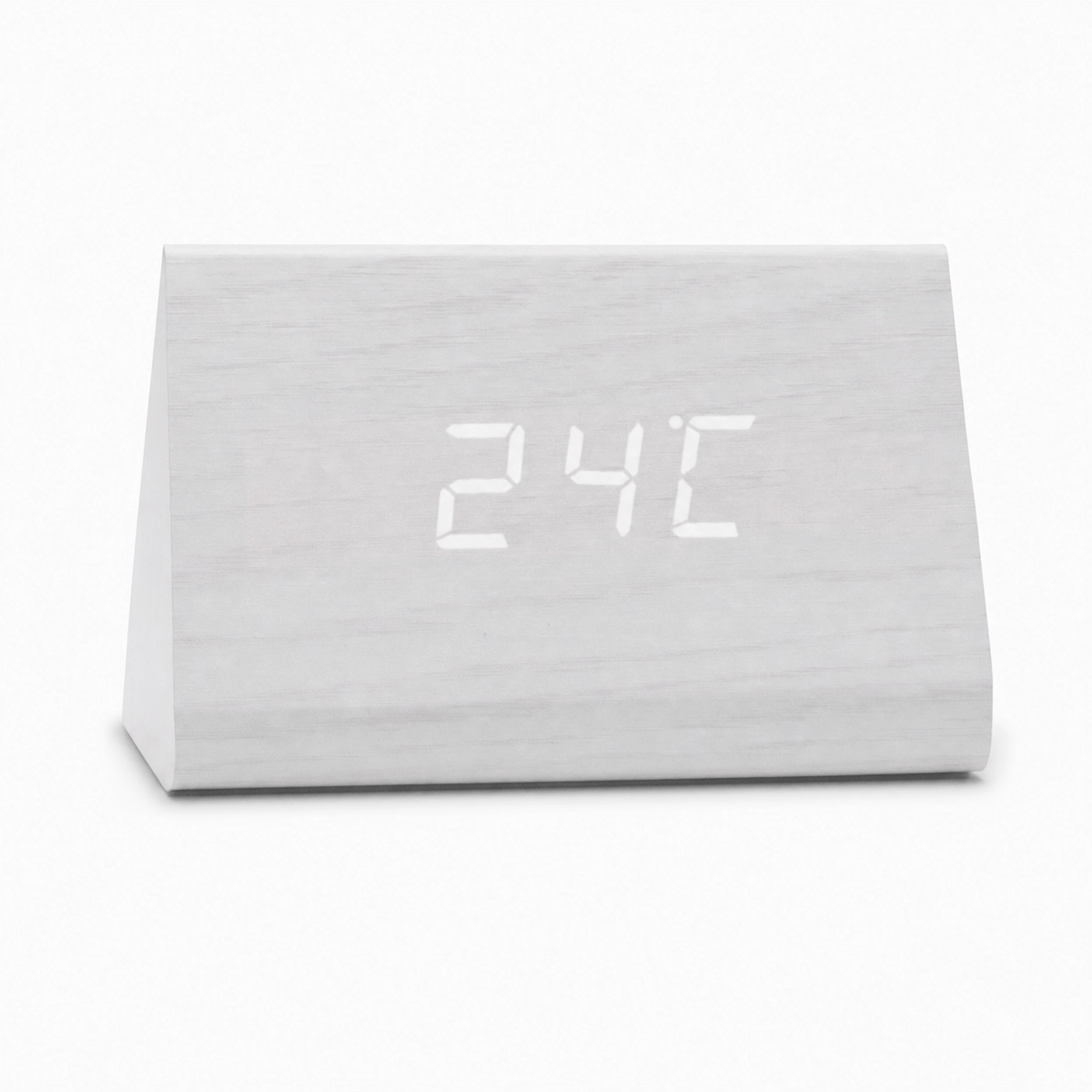 Royal Opera White Modern Triangular LED Alarm Clock