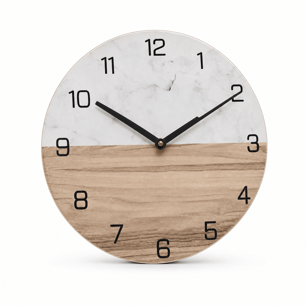 Royal Opera White & Wood Wall Clock Modern Living Room