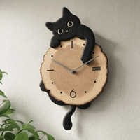 Royal Opera Wooden Clock Cat Design Kids Silent