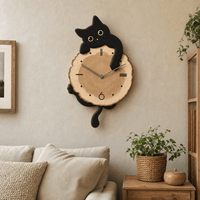 Royal Opera Wooden Clock Cat Design Kids Silent