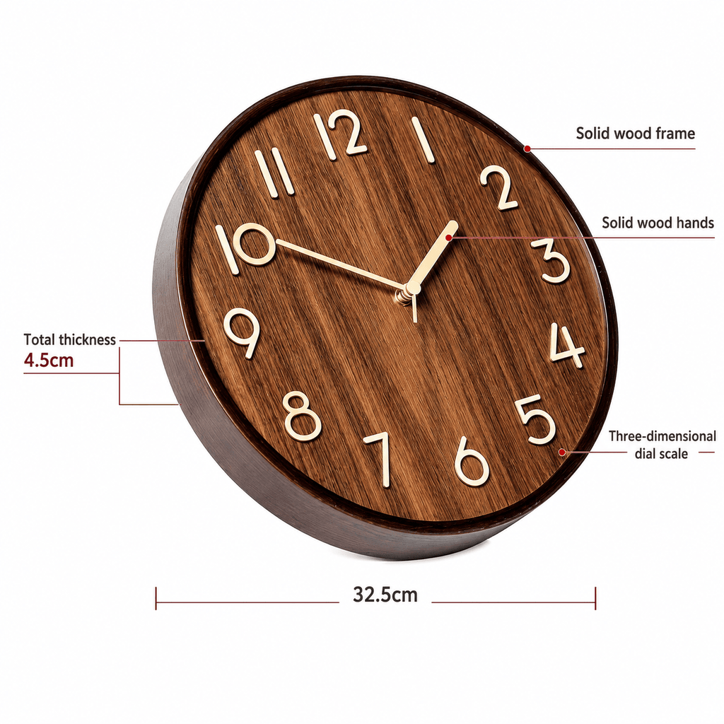 Royal Opera Wooden Clock Two Tone Silent