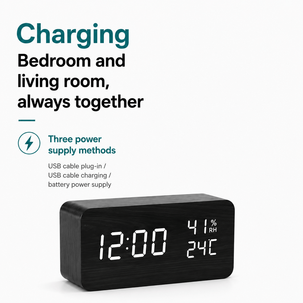Royal Opera Wooden Digital Alarm Clock Multifunction