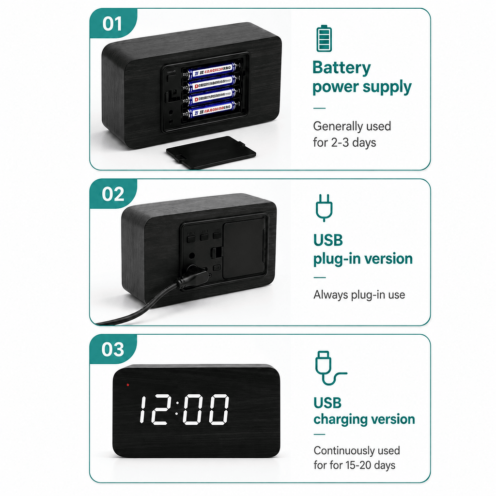 Royal Opera Wooden Digital Alarm Clock Multifunction