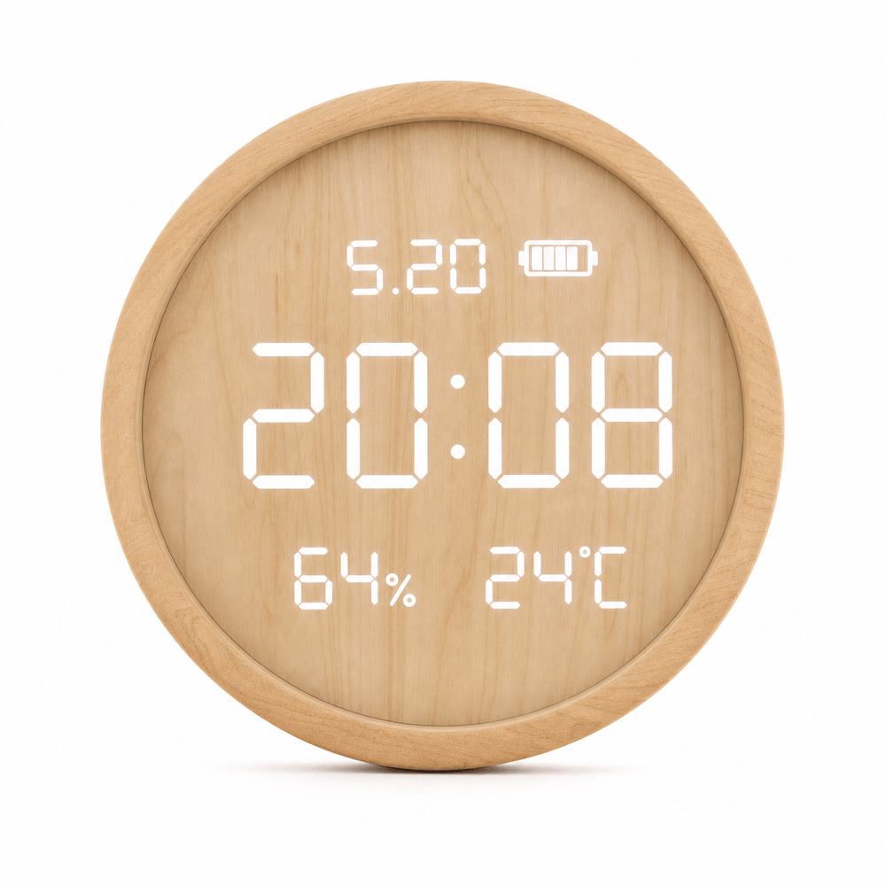 Royal Opera Wooden (Round) Digital Wooden Wall Clock Silent