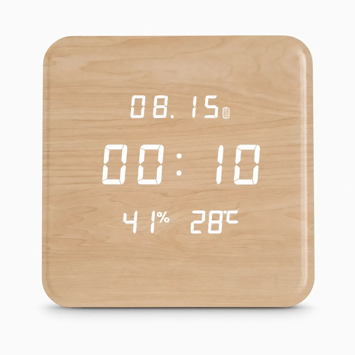 Royal Opera Wooden (Square) Digital Wooden Wall Clock Silent