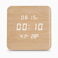 Royal Opera Wooden (Square) Digital Wooden Wall Clock Silent