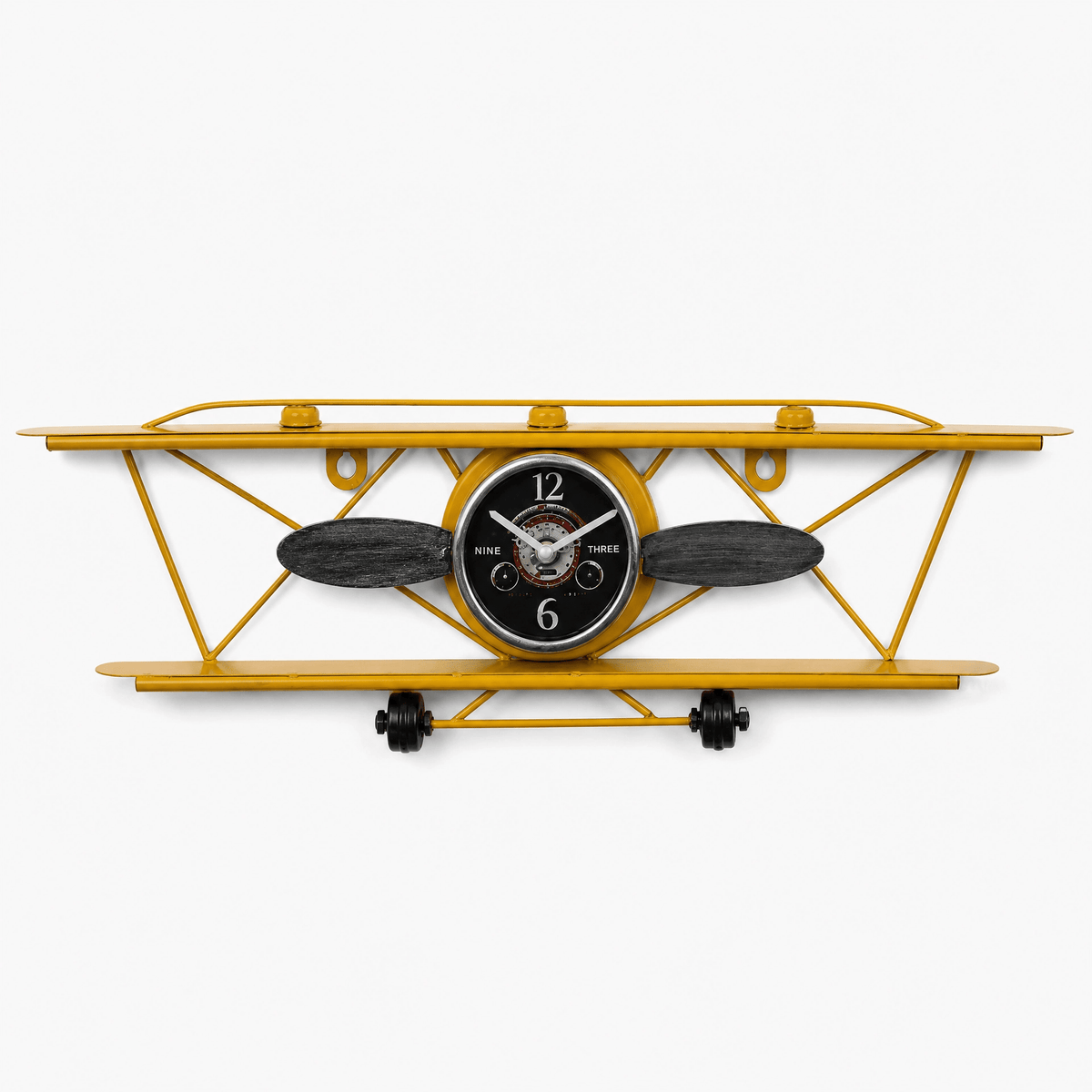 Royal Opera Yellow Wall Clock Vintage Biplane Kids