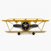 Royal Opera Yellow Wall Clock Vintage Biplane Kids