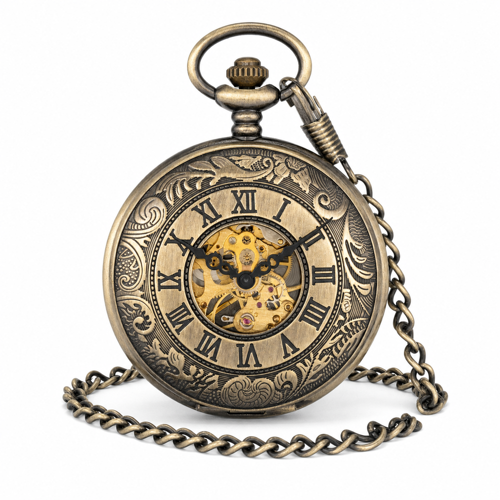 Mechanical Engraved Pocket Watch For Men