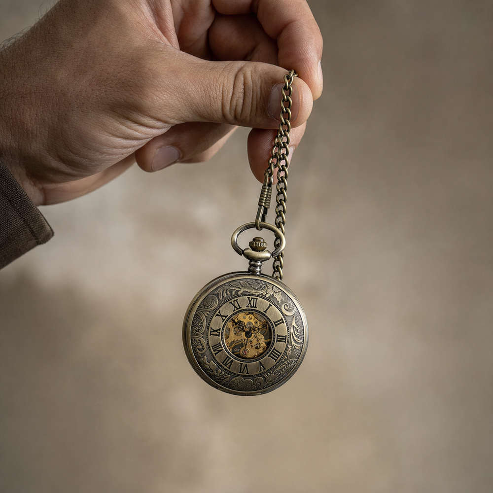 Mechanical Engraved Pocket Watch For Men